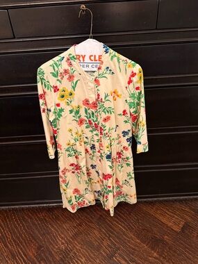 Tuckernuck Cream Floral Button-Front Dress with Green, Red and Blue Accents